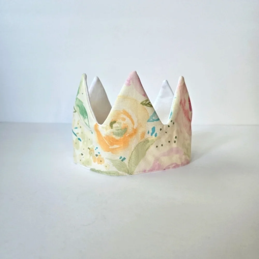 NEW Handmade Cotton Floral Print Fabric Baby Girl Birthday Crown